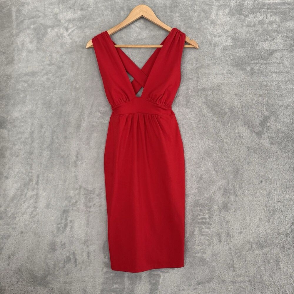 Susana Monaco Dress Womens Medium Red Cross Back Layered Mini Made in USA